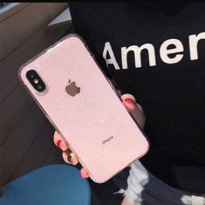 iPhone XR Clear Pink Glitter Case Skin